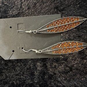 Elegant Silver and Orange Leaf Earrings
